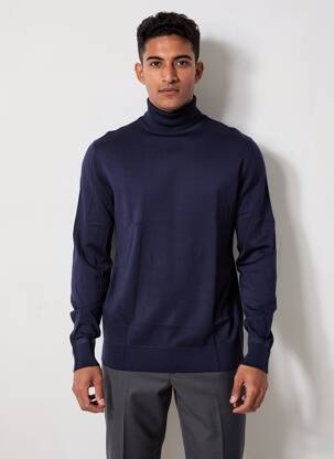Pulover cu guler înalt elasticitate mâneci lungi albastru SCOTCH & SODA bărbat