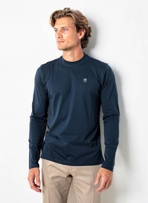 Tricou bio mâneci lungi albastru KNOWLEDGE COTTON APPAREL bărbat