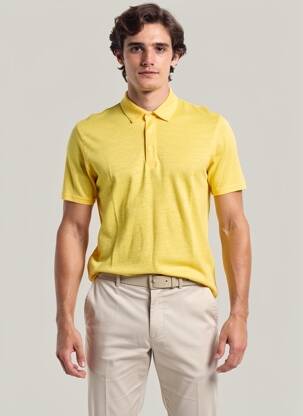 Polo țesătură melanj mâneci scurte galben KNOWLEDGE COTTON APPAREL bărbat