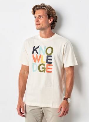 Tricou bio mâneci scurte bej KNOWLEDGE COTTON APPAREL bărbat