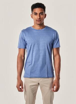 Tricou bio mâneci scurte albastru KNOWLEDGE COTTON APPAREL bărbat