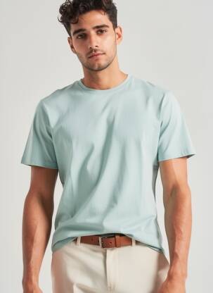 Tricou bio mâneci scurte verde KNOWLEDGE COTTON APPAREL bărbat