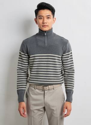Pulover elasticitate mâneci lungi gri KNOWLEDGE COTTON APPAREL bărbat