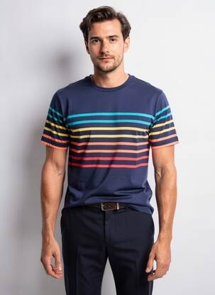 Tricou croială cambrată mâneci scurte albastru ARMOR LUX bărbat