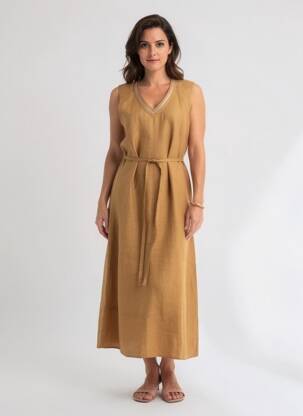 Rochie lungă fără mâneci fără mâneci maro DIANE LAURY femeie