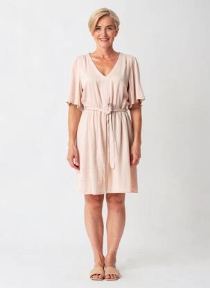 Rochie scurtă croială fluidă mâneci scurte roz JULIE GUERLANDE femeie