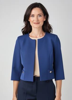 Jachete elegante țesătură crep albastru ESTEL COLLECTION femeie