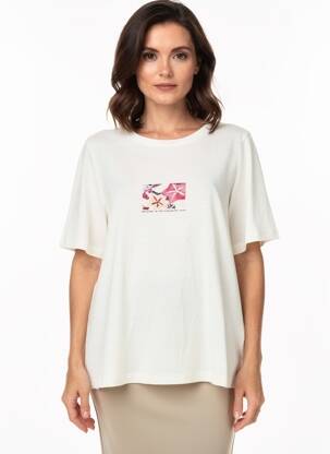 Tricou croială dreaptă mâneci scurte bej TRAMONTANA femeie