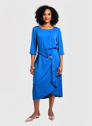 Rochie midi mâneci 3/4 mâneci 3/4 albastru BARILOCHE femeie