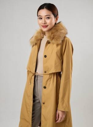 Trench țesătură poplin fără glugă bej MOLLY BRACKEN femeie