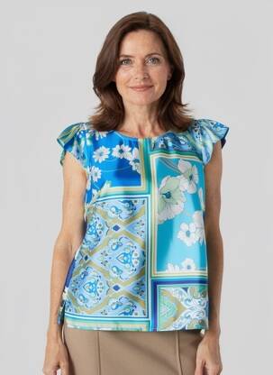 Top croială fluidă mâneci scurte albastru ESTEL COLLECTION femeie