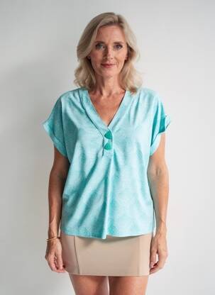 Tricou imprimeu fantezie mâneci scurte albastru MARBLE femeie