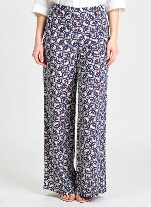 Pantalon larg țesătură poplin mărime normală albastru LION OF PORCHES femeie