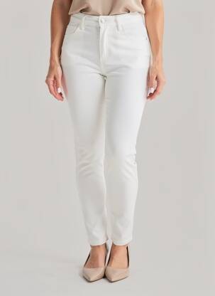 Pantalon slim țesătură poplin mărime normală alb MOLLY BRACKEN femeie
