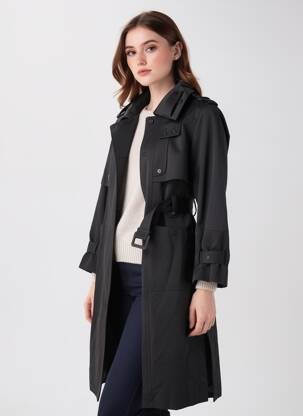 Trench țesătură poplin fără glugă negru ZHRILL femeie
