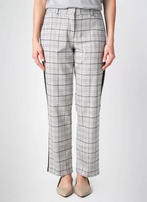 Pantalon drept închidere cu fermoar sub clapetă cu nasturi mărime normală gri ANDAM femeie