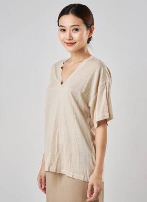 Tricou guler în v mâneci scurte roz EVA KAYAN femeie
