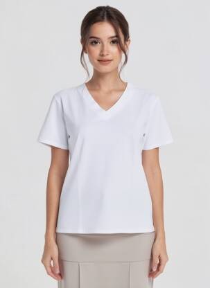 Tricou guler în v mâneci scurte alb COUTURIST femeie