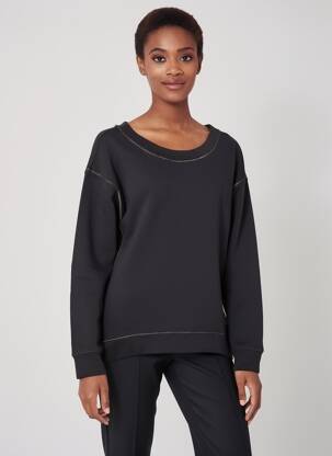 Hanorac broderie mâneci lungi negru YIPPIE HIPPIE femeie