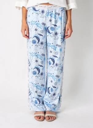Pantalon drept închidere cu fermoar sub clapetă cu cârlig mărime normală albastru LA PETITE ETOILE femeie