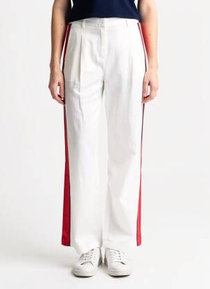 Pantalon drept închidere cu fermoar sub clapetă cu cârlig talie înaltă alb LA PETITE ETOILE femeie