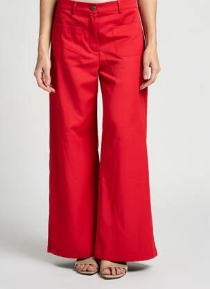Pantalon evazat talie cu cleme talie înaltă roșu LA PETITE ETOILE femeie