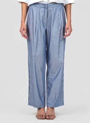 Pantalon drept închidere cu fermoar sub clapetă cu cârlig mărime normală albastru NUMPH femeie