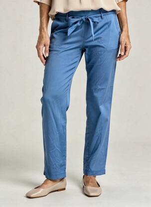 Pantalon drept țesătură poplin talie înaltă albastru YUKA femeie