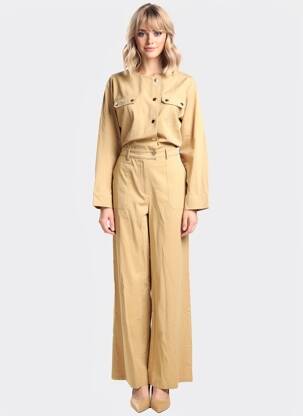 Salopetă-pantalon croială cambrată mâneci lungi bej LA PETITE ETOILE femeie