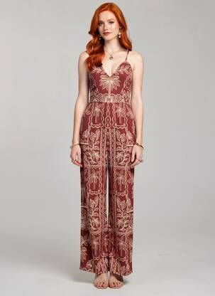 Salopetă-pantalon țesătură crep bretele subțiri roșu LA PETITE ETOILE femeie