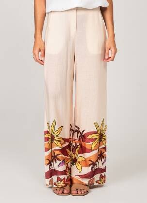 Pantalon larg țesătură crep mărime normală roz LA PETITE ETOILE femeie
