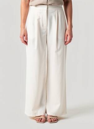 Pantalon larg țesătură poplin talie înaltă bej LA PETITE ETOILE femeie
