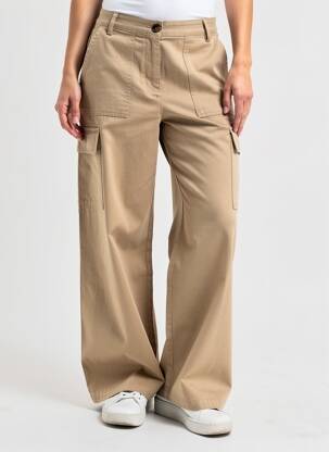 Pantalon cargo croială dreaptă talie înaltă bej LA PETITE ETOILE femeie