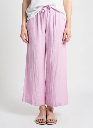 Pantalon larg țesătură crep mărime normală roz LA PETITE ETOILE femeie