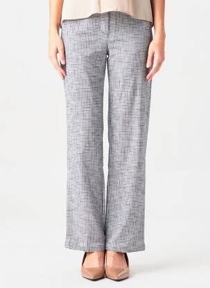 Pantalon drept talie cu cleme talie înaltă albastru LA PETITE ETOILE femeie