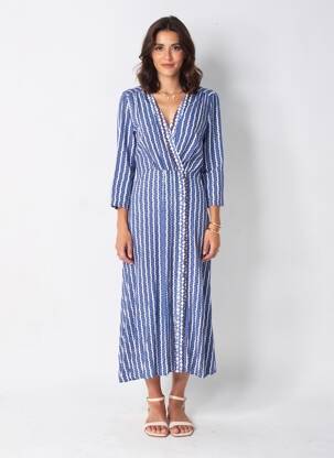 Rochie midi mâneci lungi mâneci lungi albastru LA PETITE ETOILE femeie