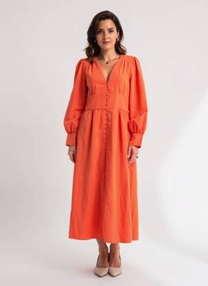 Rochie lungă mâneci lungi mâneci lungi roșu YUKA femeie