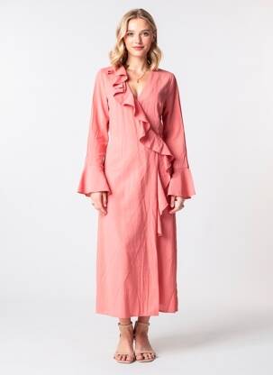 Rochie lungă mâneci lungi mâneci lungi roz LA PETITE ETOILE femeie