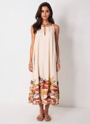 Rochie midi fără mâneci fără mâneci bej LA PETITE ETOILE femeie
