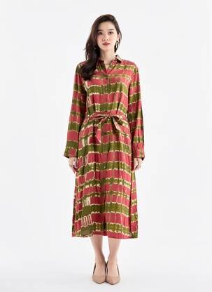Rochie lungă mâneci lungi mâneci lungi roșu LA PETITE ETOILE femeie