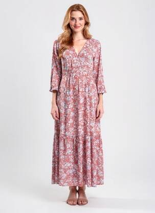 Rochie lungă mâneci lungi mâneci lungi roșu YUKA femeie