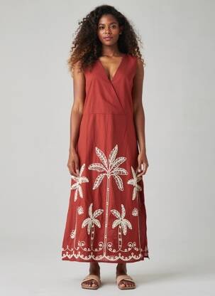 Rochie lungă fără mâneci fără mâneci maro LA PETITE ETOILE femeie