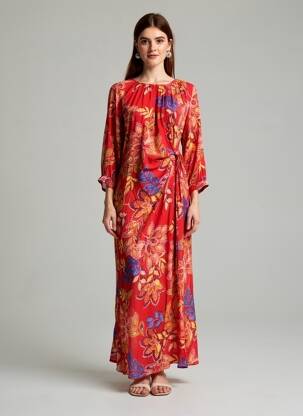 Rochie lungă mâneci lungi mâneci lungi roșu LA PETITE ETOILE femeie