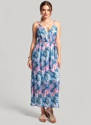Rochie midi imprimeu fantezie bretele subțiri albastru LA PETITE ETOILE femeie