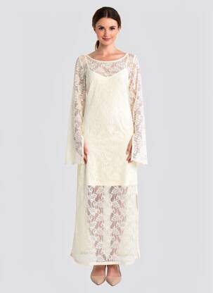 Rochie lungă mâneci lungi mâneci lungi alb NUMPH femeie