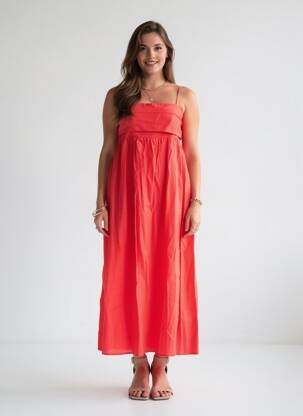 Rochie midi fără mâneci fără mâneci roșu ARTLOVE femeie