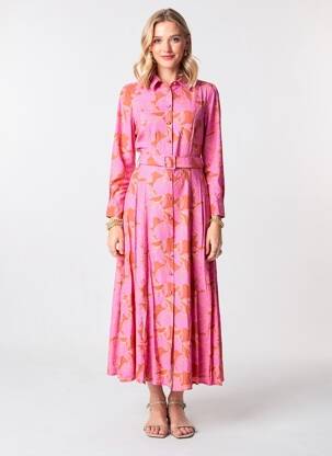 Rochie lungă mâneci lungi mâneci lungi roz LA PETITE ETOILE femeie