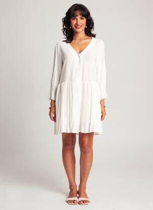 Rochie scurtă mâneci lungi mâneci lungi alb EMILIE.K femeie