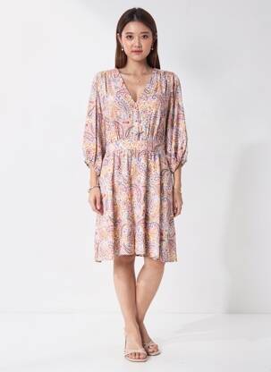 Rochie midi mâneci 3/4 mâneci 3/4 galben LA PETITE ETOILE femeie