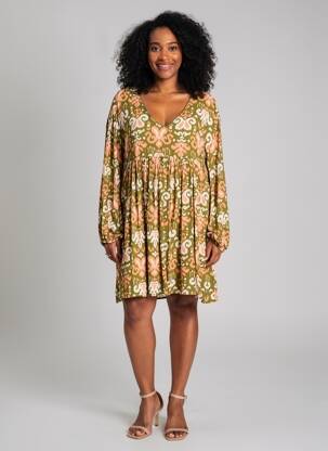 Rochie scurtă mâneci lungi mâneci lungi verde EMILIE.K femeie